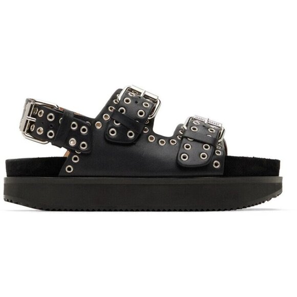 Isabel Marant Leather Ophie Sandals Size 38 US 7.5 Women's Black - Picture 1 of 13